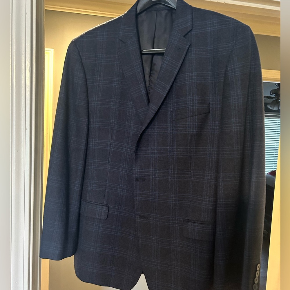 Calvin Klein Men’s Blue Plaid Sport Coat 46R